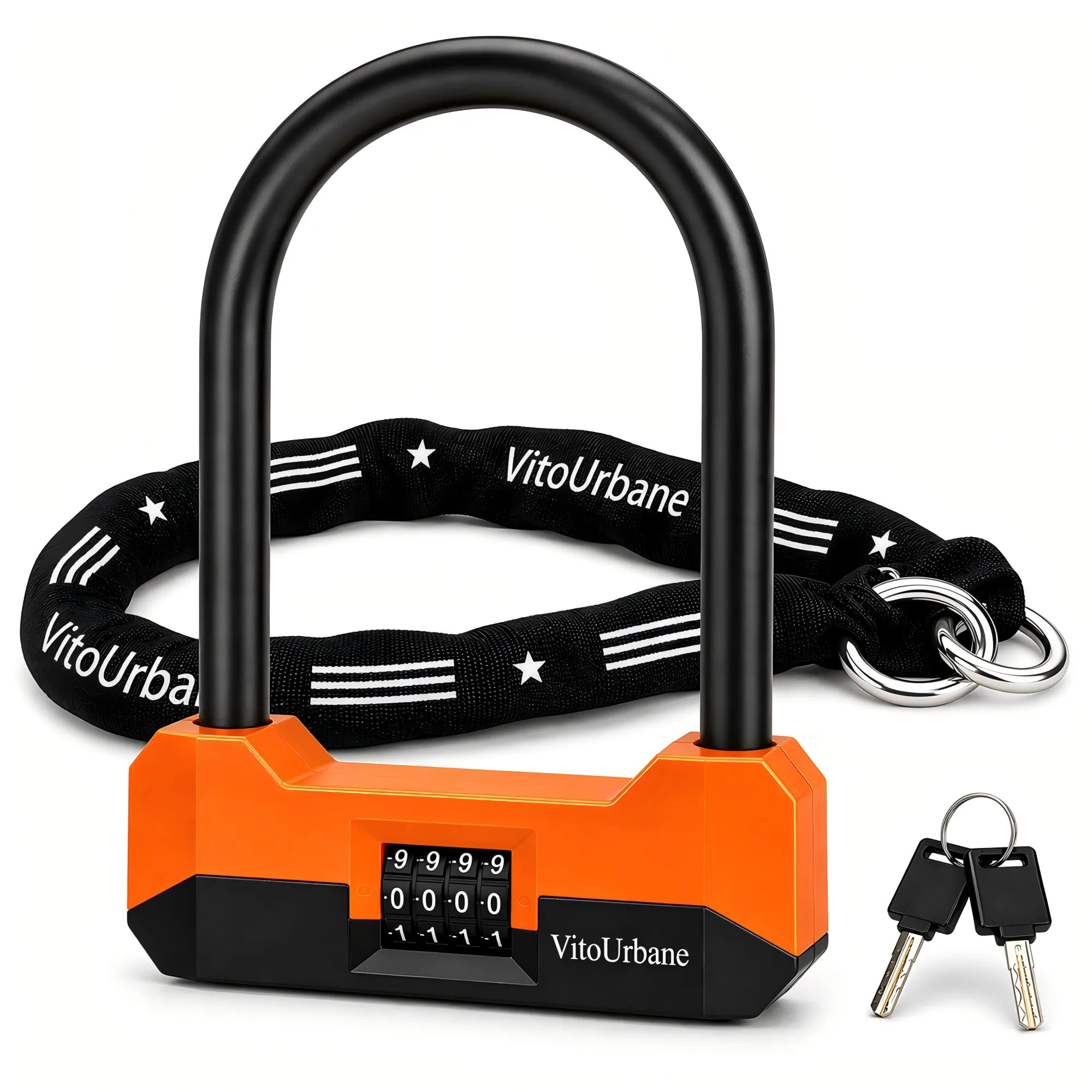 ECLIO Heavy-Duty Anti-Theft Bike U-Lock with 4ft Steel Chain Set