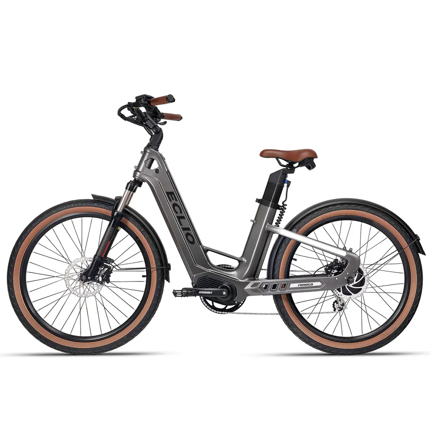ECLIO Air Carbon Fiber Electric Bike for Adults with 1000W Peak Motor 25MPH Ebike with 48V Built-in Dual Batteries, 121 Miles Range, 26'' Tires, 7-Speed, Front Suspension Electric Bicycle