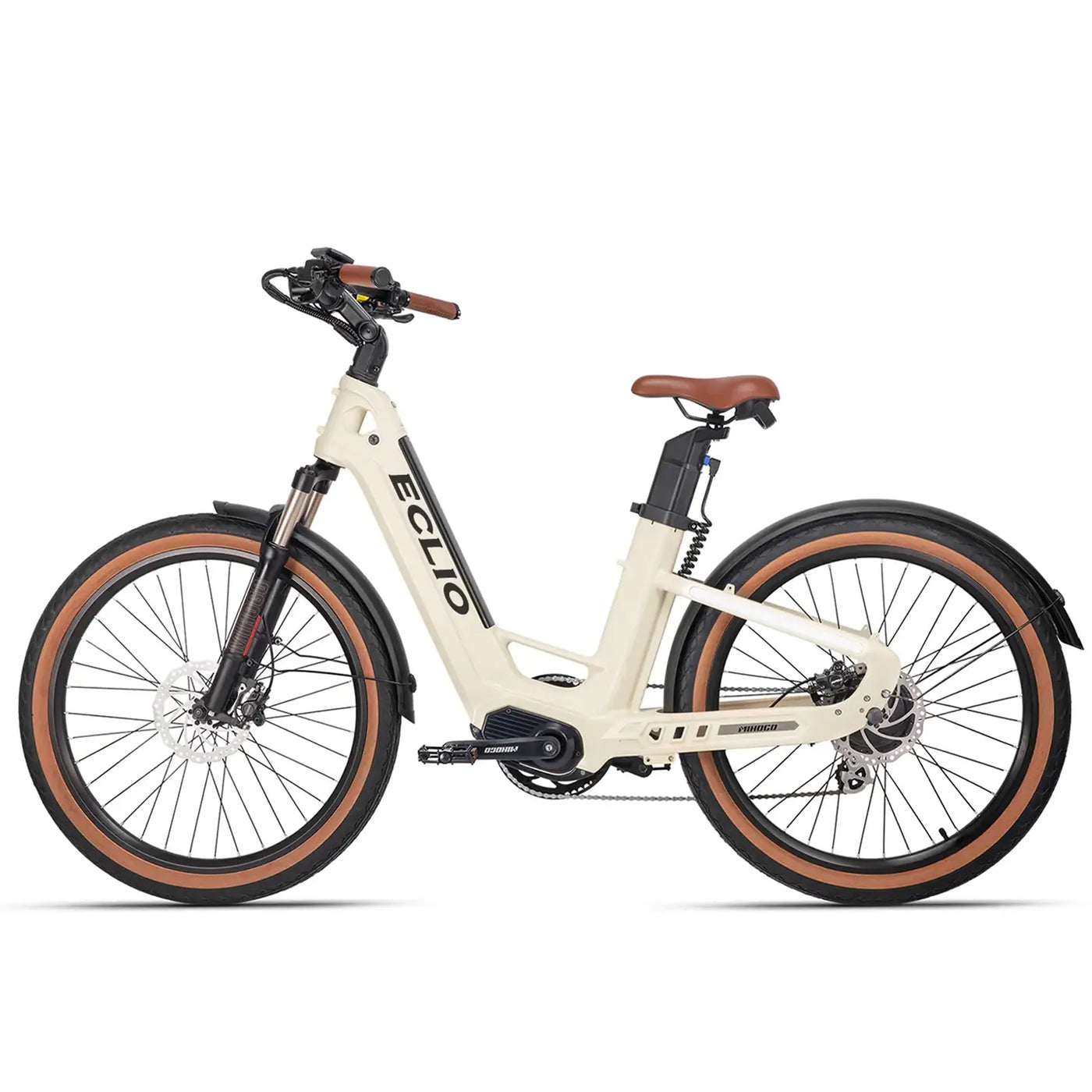 ECLIO Air Carbon Fiber Electric Bike for Adults with 1000W Peak Motor 25MPH Ebike with 48V Built-in Dual Batteries, 121 Miles Range, 26'' Tires, 7-Speed, Front Suspension Electric Bicycle